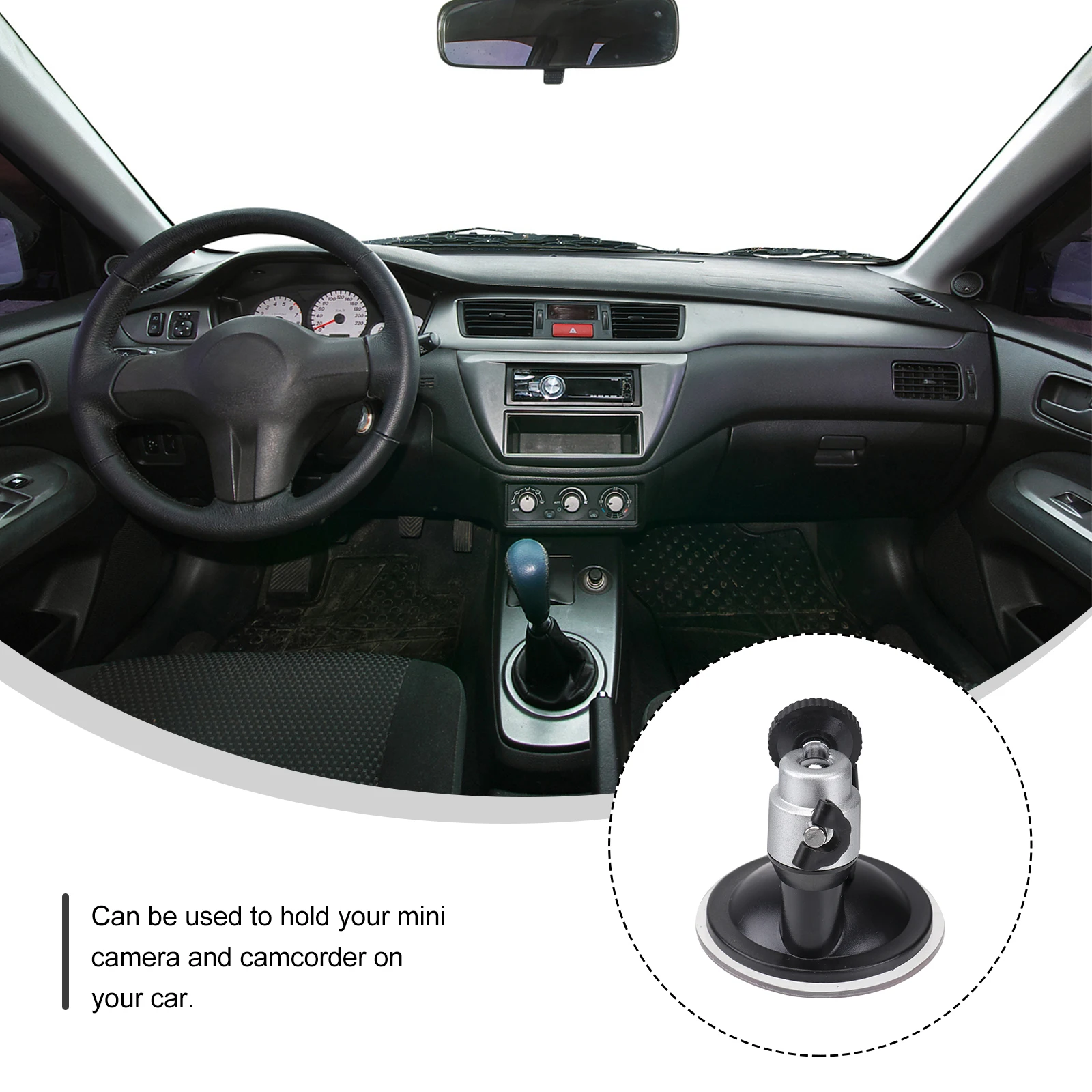 

Silver Durable Hard Plastic Rubber Mini Camera Camcorder Suction Cup Car Mount Tripod Holder 360 Rotatable Stand