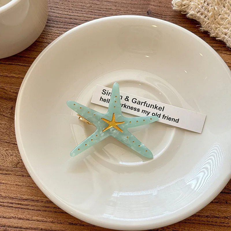 Summer Beach Blue Star Hair Clip Women's Stylish Side Bangs Forehead Accessory Trendy Headpiece