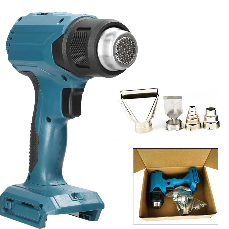 

Portable Heat Shrink Gun Cordless Electric Heat Gun Three Temperature Settings with 4 Nozzles Compatible for Makita 18V Battery