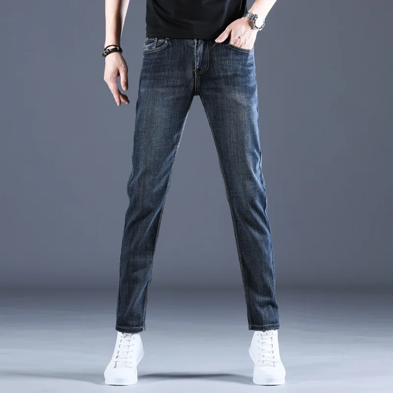 Summer 2023 skinny jeans Men's straight leg slim stretch slacks Youth trend men's pants