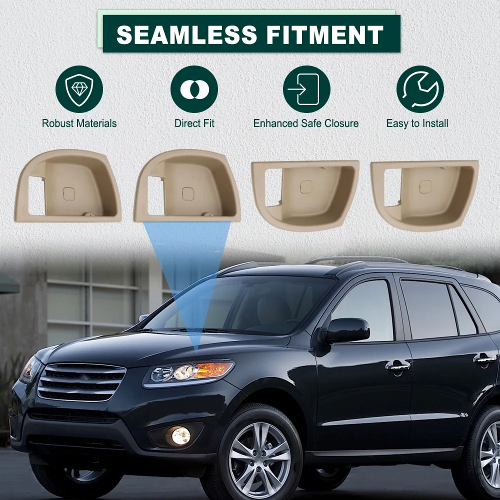 

4 шт. бежевая внутренняя дверная ручка автомобиля, рамка для Hyundai Santa Fe 2007 2008 2009 2010 2011 2012 82611-2B000 826112B000