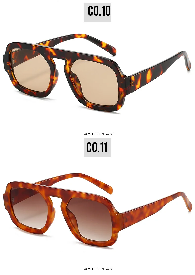 SO&EI Retro Quadratische Sonnenbrille Frauen Mode Gradient Shades UV400 Männer Punk Blau Grün Sonnenbrille – Detail 12