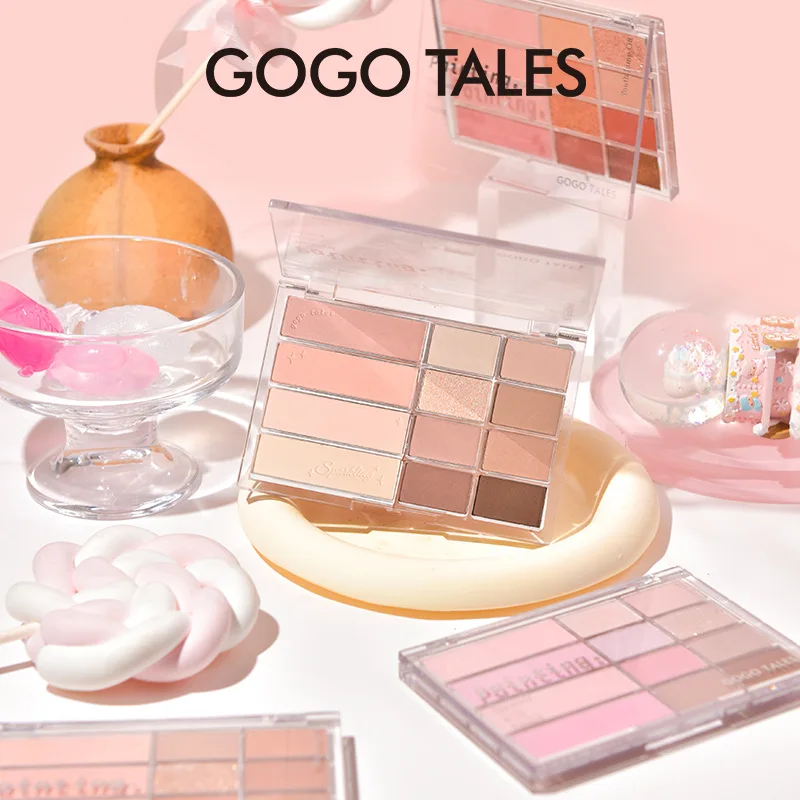 gogotales 12-color eye shadow and blush all-in-one palette for autumn and winter earth tones with low saturation for contouring