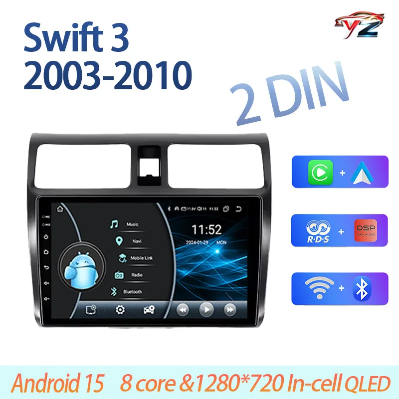 CarPlay Android Auto 2 DIN For Suzuki Swift 3 2003 - 2010 Car headunit Autoradio Car Radio Multimedia stereo