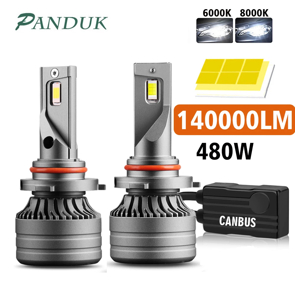 PANDUK 2Pcs H4 LED H7 480W 140000LM Canbus  H1 H8 H9 H11 LED 9005 HB3 9006 HB4 Car LED Light Headlight Turbo Fog Lamp 6000K 12V