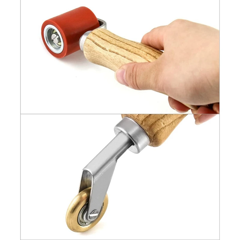 1 PCS Manual PVC Sports Floor Tools Wood Color & Red & Silver Metal+Wood Waterproof Roll Material Edge Welding Silicone Roller