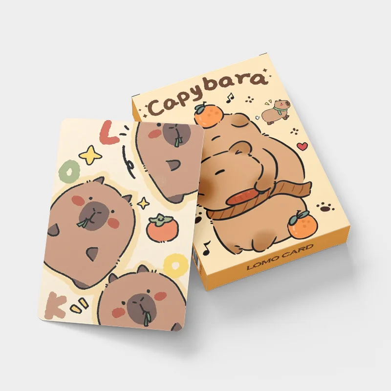 30pcs Cartoon Animal Capybara Double Sided Printing Card Cartoon Lomo Cards HD Photocard Kids Gift Collection Cards