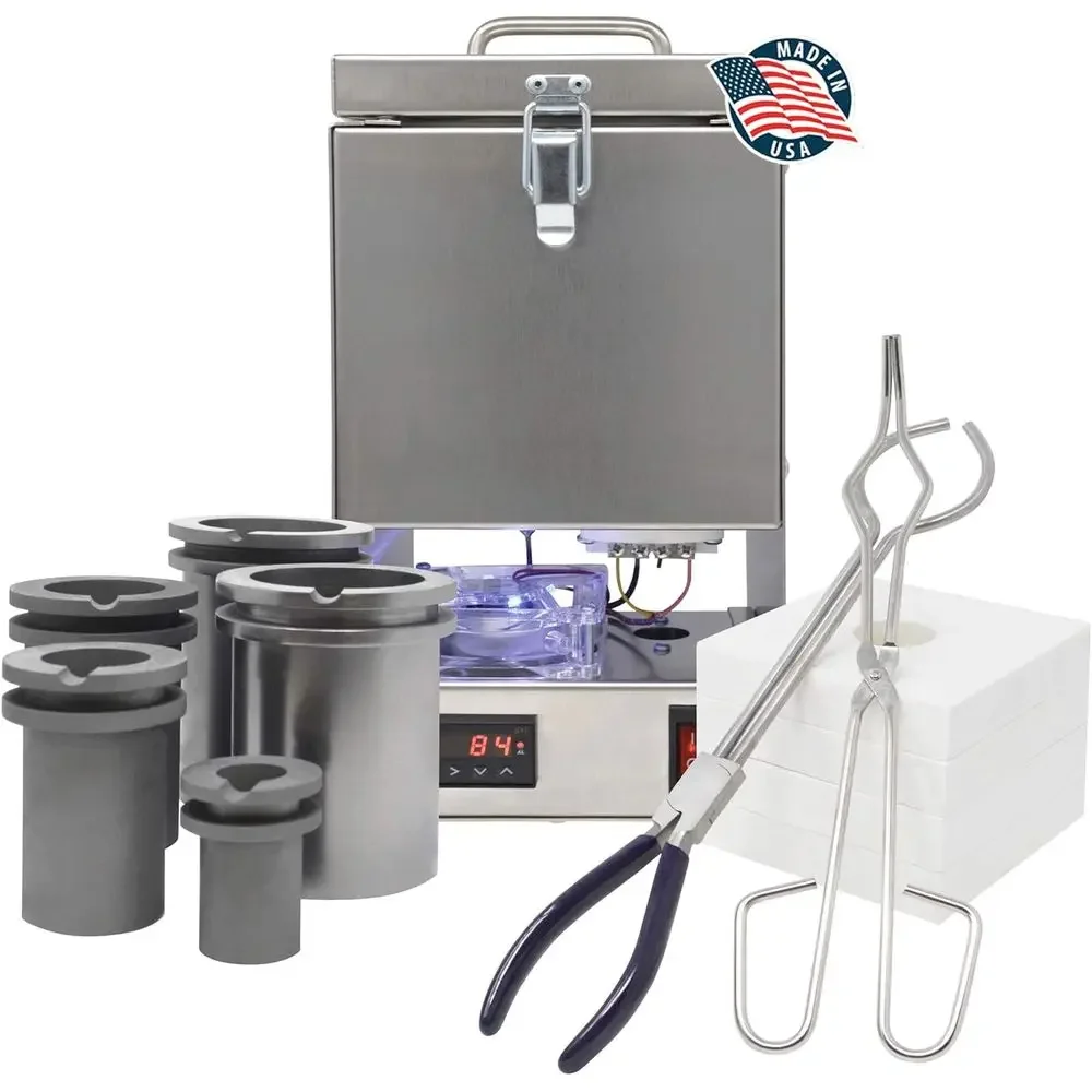 

Tabletop Deluxe QuikMelt Top-Loading 10 oz 1, 2, 3, 4 KG Electric Furnace Crucibles Tongs Flanges Metal Jewelry Casting Melting