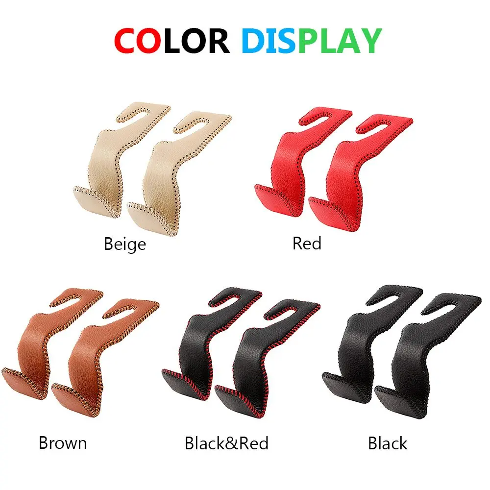 Auto Interior Accessories Purses Bags Rear Rack Hidden Car Seat Headrest Hooks Leather Back Seat Hanger Storage Holder