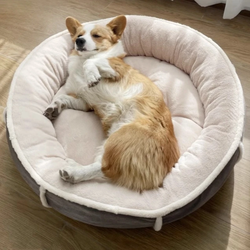 Cotton-Padded Doghouse Washable Thickened Kennel with Warm Removable Bed for Winter Pet Beds