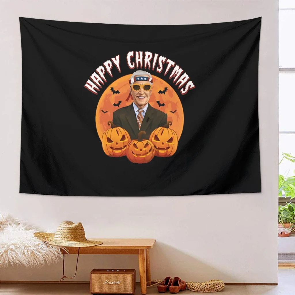 Anti Joe Biden happy Christmas Tapestry Home Decoration Bedroom Colored Tapestry Living Aesthetic Macrame Wall Hanging