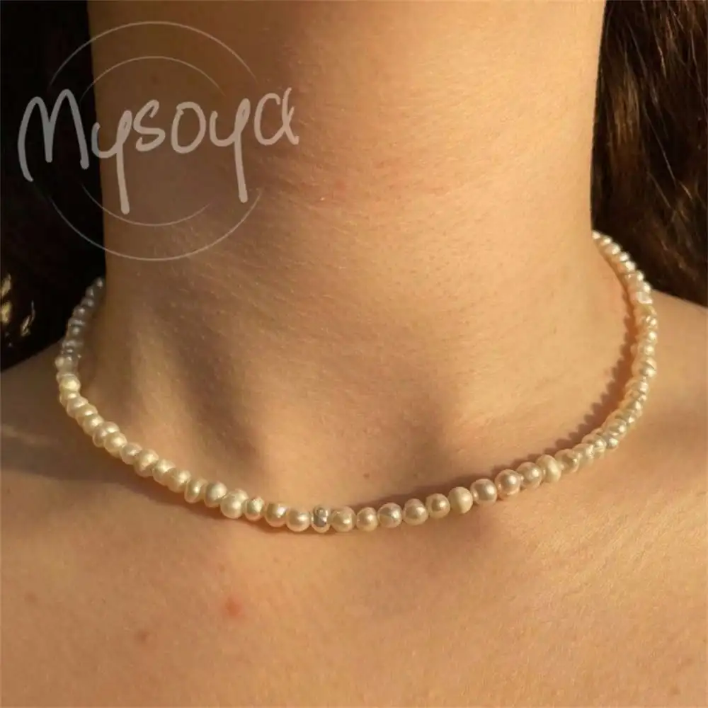 

MYSOYA ожерелье из белого пресноводного жемчуга 5-6 мм жемчуг подарочная коробка подарок для подруги/мальчиня ежедневный подарок на день рождения/свадьбу