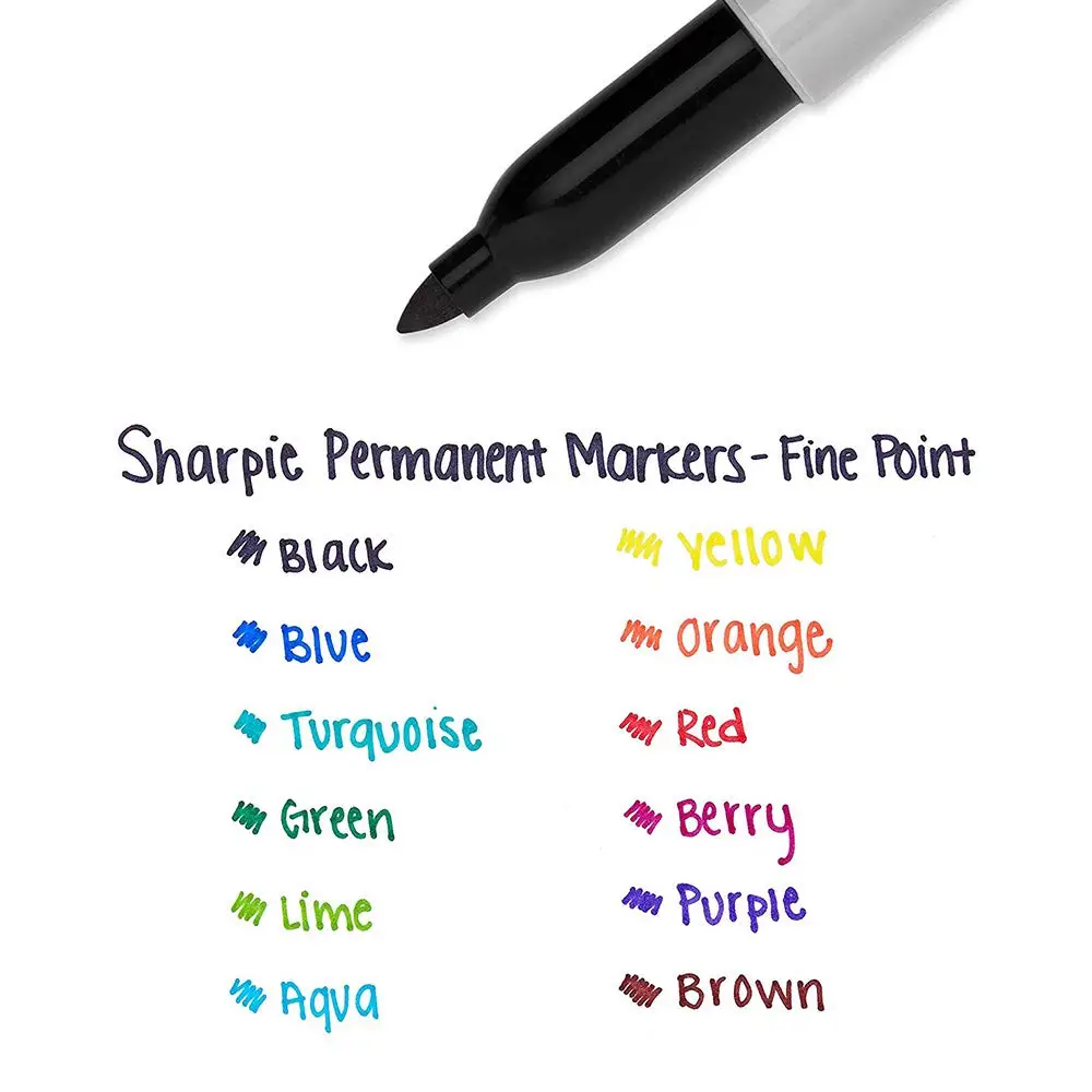 قلم تحديد دائم من شاربي، نقطة دقيقة، قلم تحديد دائم أسود ناعم سريع الجفاف/مقاوم للماء - 36 قطعة (عبوة واحدة)