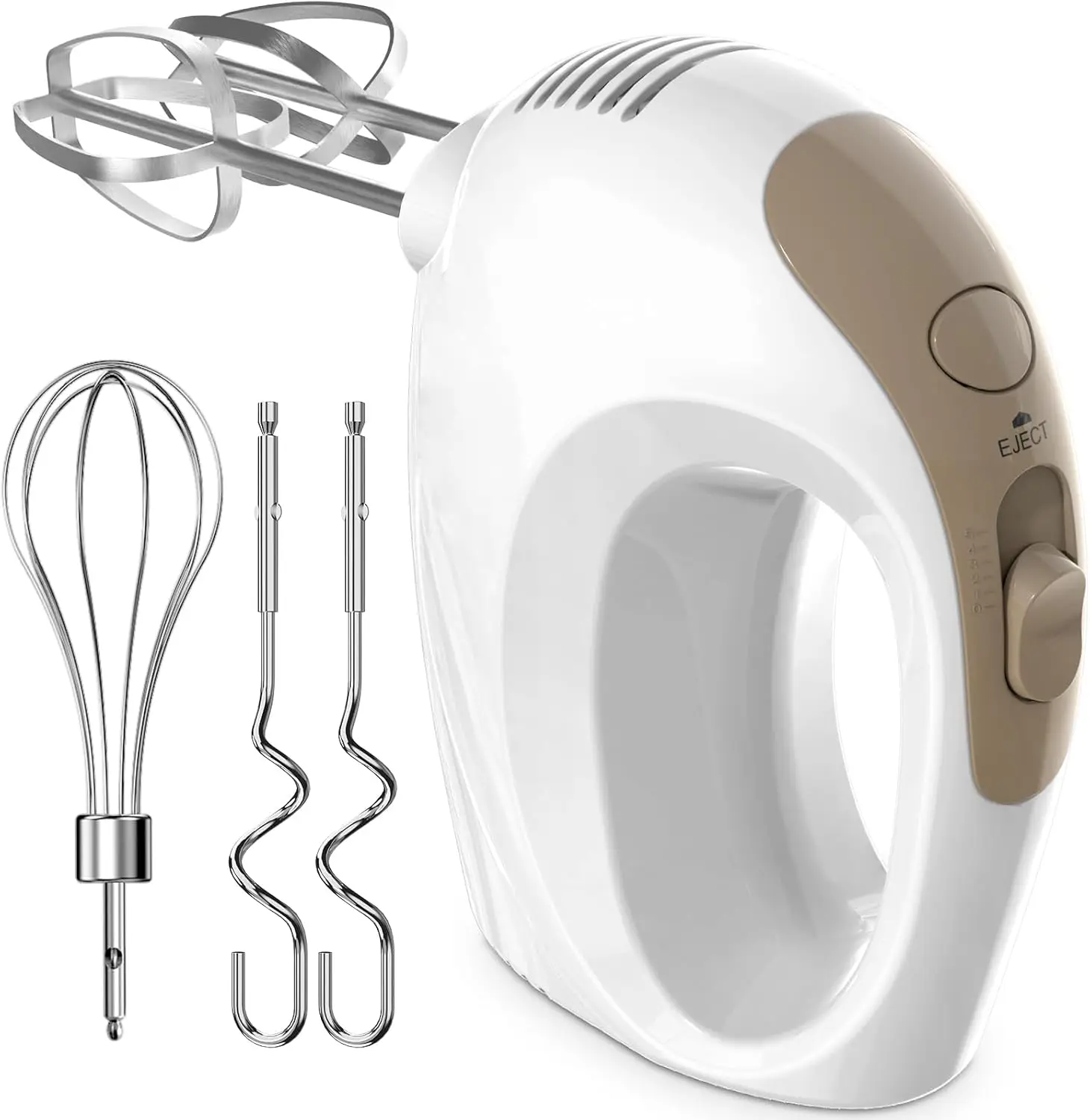 5-Speed Electric Hand Mixer with Turbo Boost, Includes 5 Stainless Steel Attachments for Baking Cake and Bread
