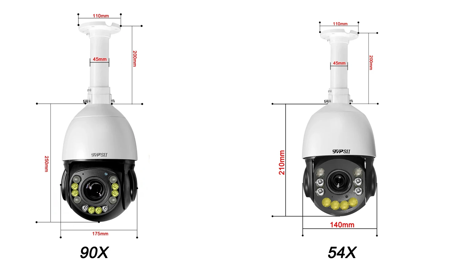 Metal Celling Onvif Auto Tracking Laser Full Color 8MP 4K 90X 54X Optical Zoom 360° Audio Outdoor POE Speed Doom PTZ IP Camera