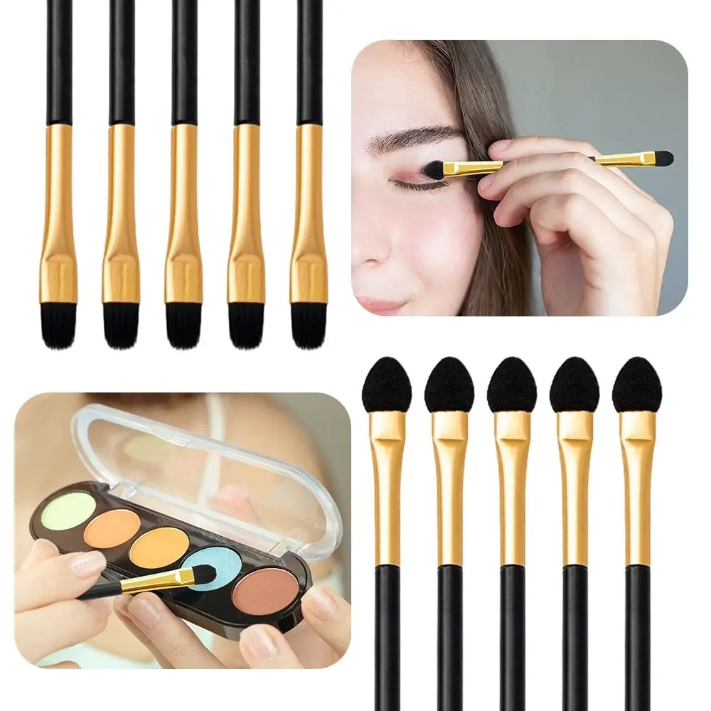 10Pcs Hot Double-head Eyeshadow Brushes Eye Applicators Long Handle Lip Eyebrow Makeup Sponge Stick Portable Make Up Tools