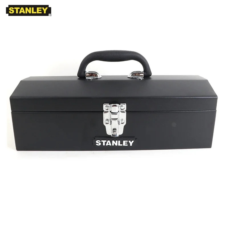 Stanley 93-543 14“ Metal Hard Case Tool Box Storage Steel Portable Toolbox Organizer Latch Tool Box  for Auto Mechanic Workshop