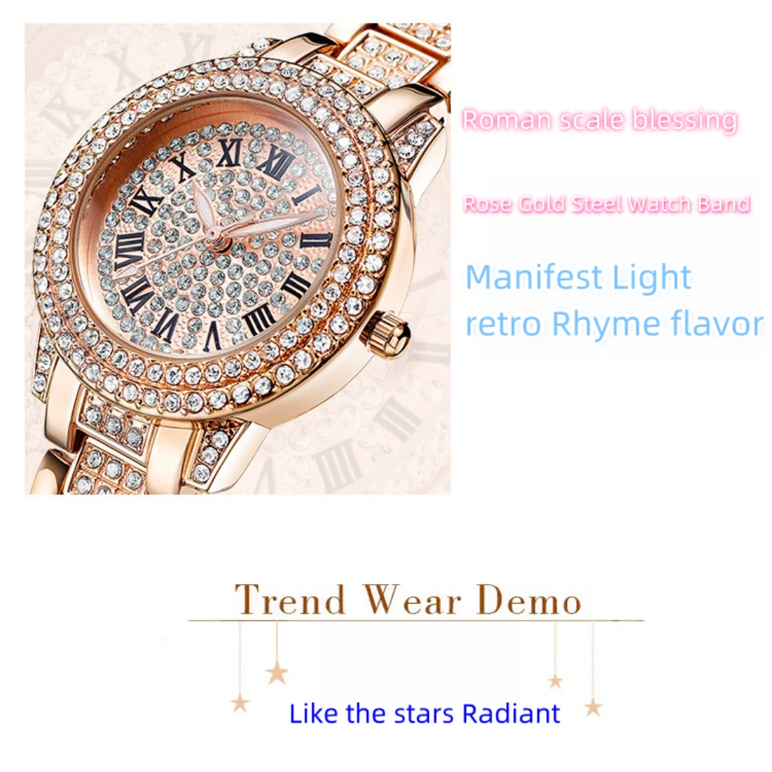 Luxury Women Watch with Diamond Elegant Brand Quartz Steel Bracelet Watches Ladies Zircon Crystal Top Fashion Wristwatch Clock