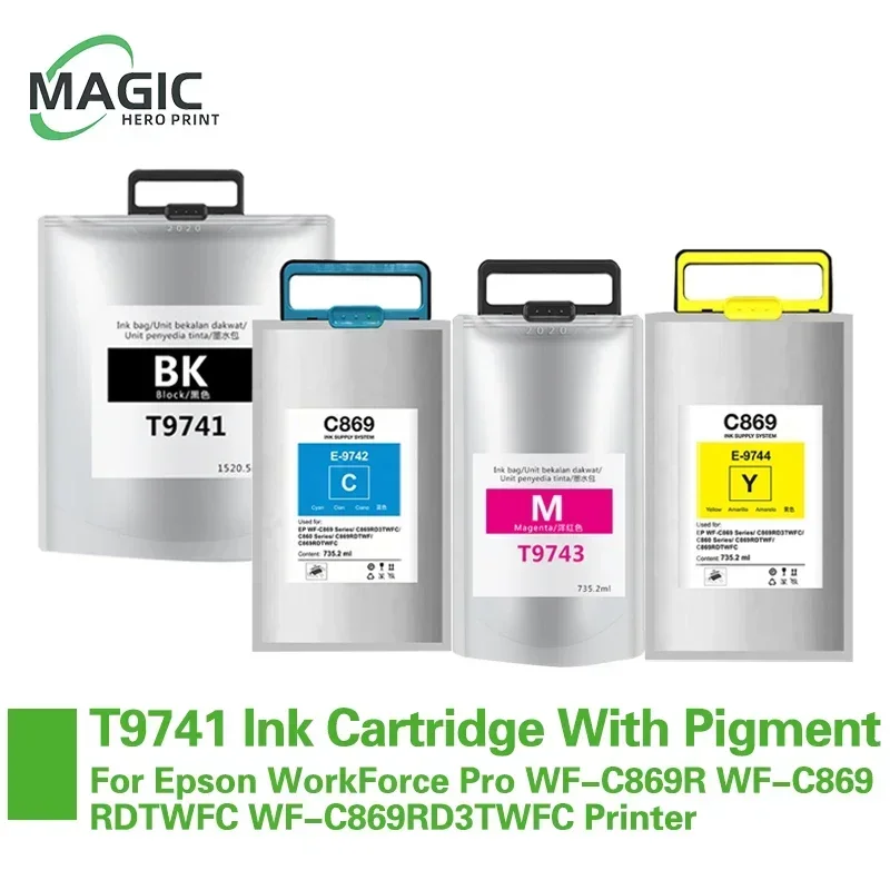 T9741 T9742 T9743 T9744 Ink Cartridge With Pigment Ink For Epson WorkForce Pro WF-C869R WF-C869RDTWFC WF-C869RD3TWFC Printer