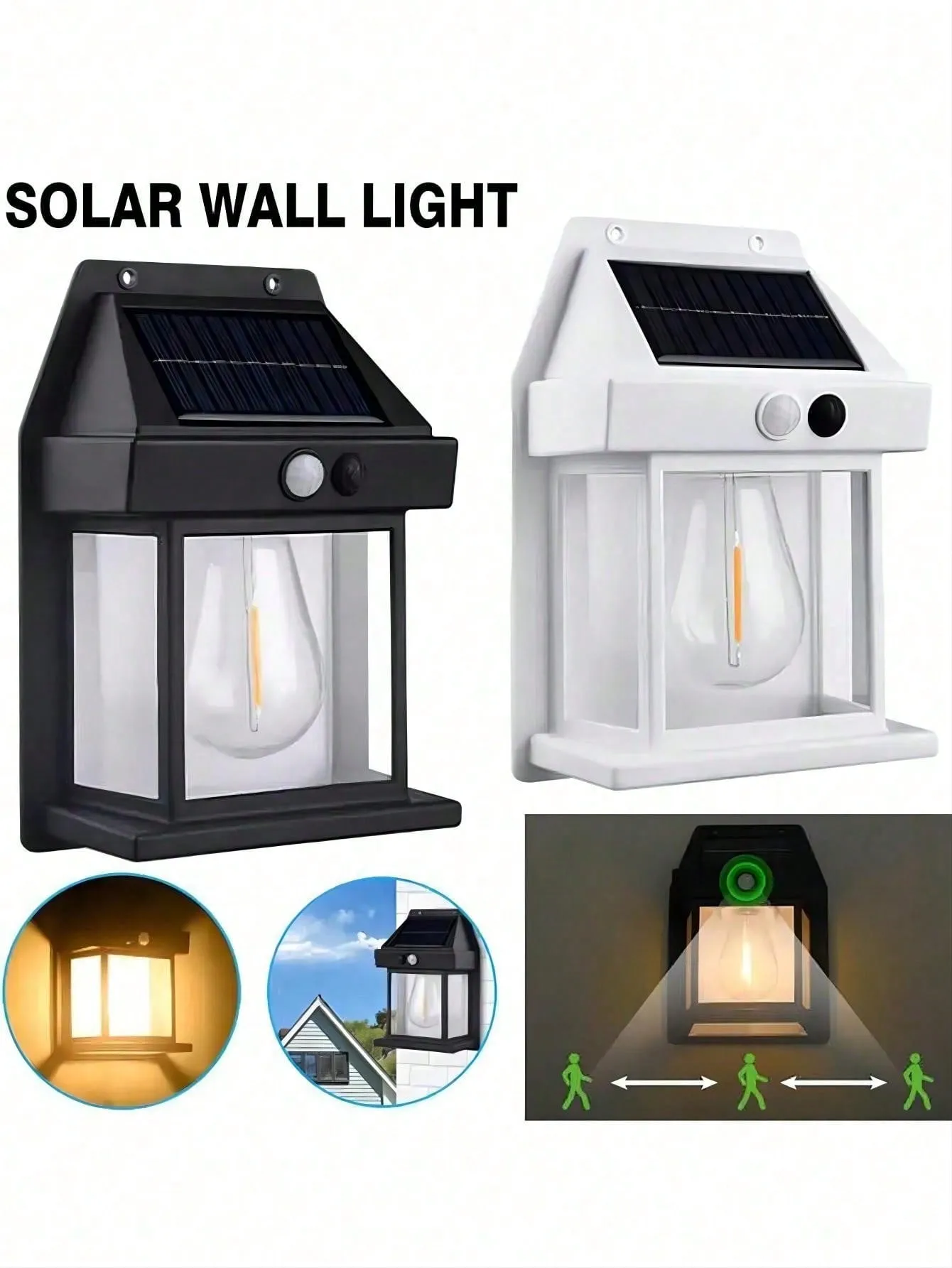 Applique murale solaire LED avec détecteur de mouvement, luminaire décoratif d'extérieur, idéal pour un jardin ou une maison