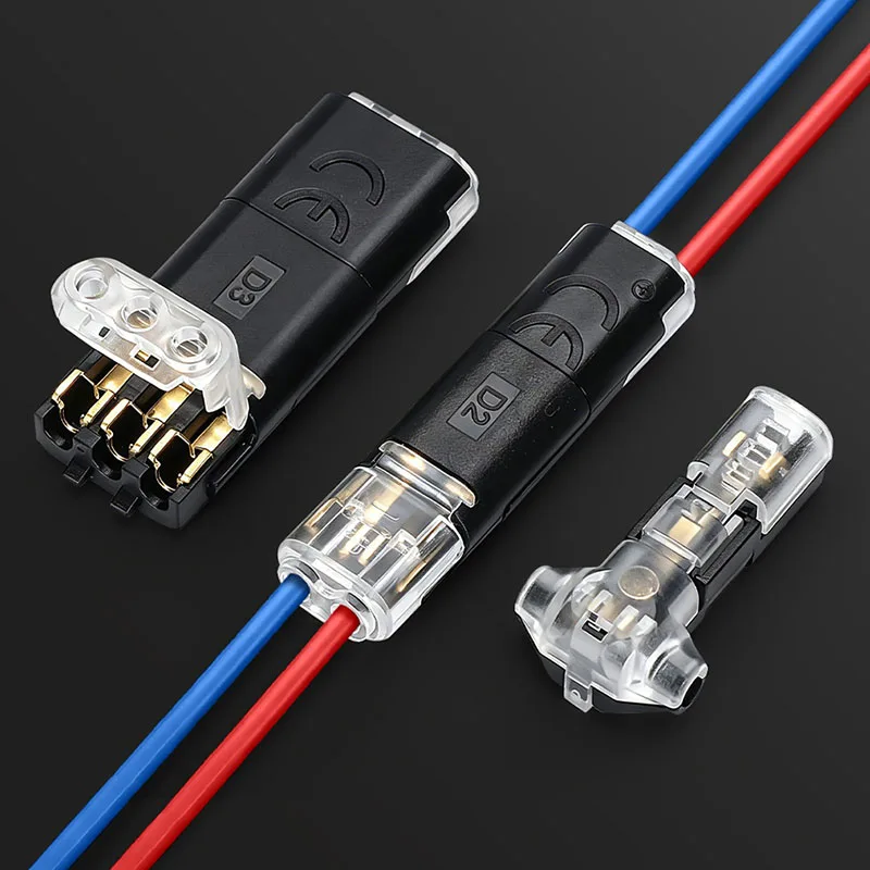 D2 Quick Terminal Block LED Luminaire Male-Female Push-in Terminals 2/3 Pin Universal Press-type Non Stripping Wire Connector