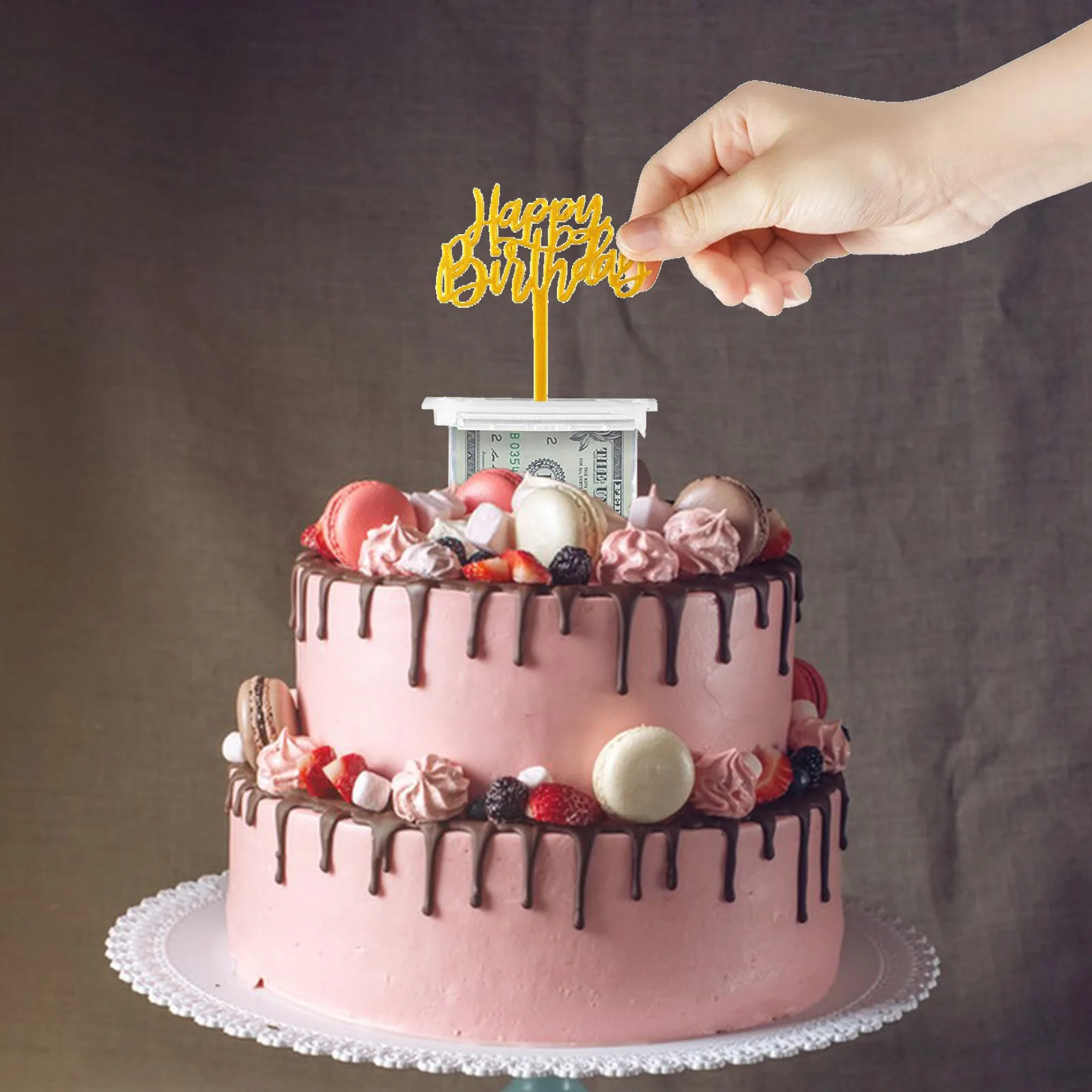 

4Pcs Cake Money Pull Out Box Medium Size Creative Birthday Cash Cake Dispenser Kit Party Money Storage Bank Fun Pulling Decor