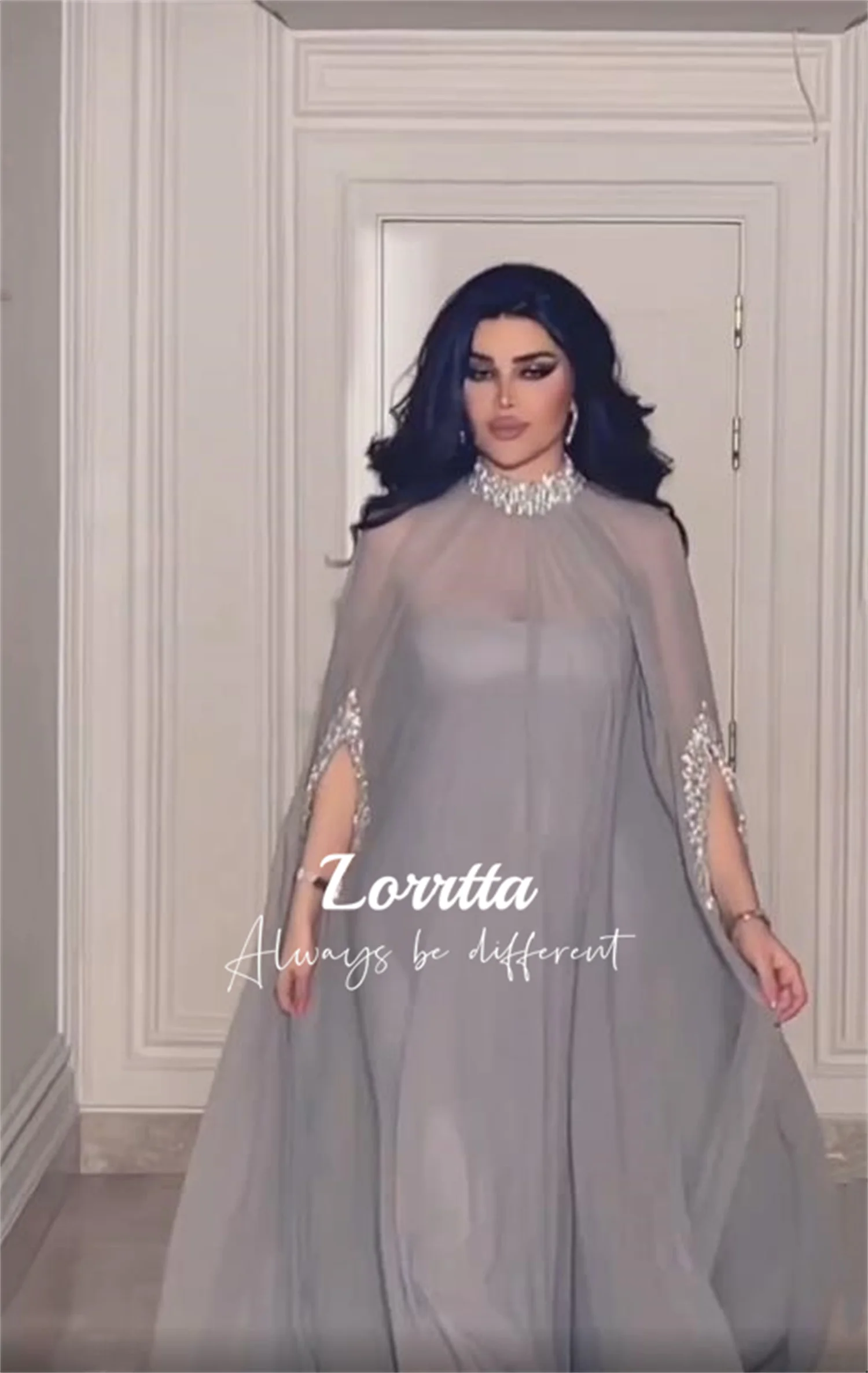 

Lorrtta Sparkling Prom Dress Chiffon High Neck Loose Arabian Formal Evening Gown Mom's Gown فستان سهرة نسائي سعودية فساتين طويلة