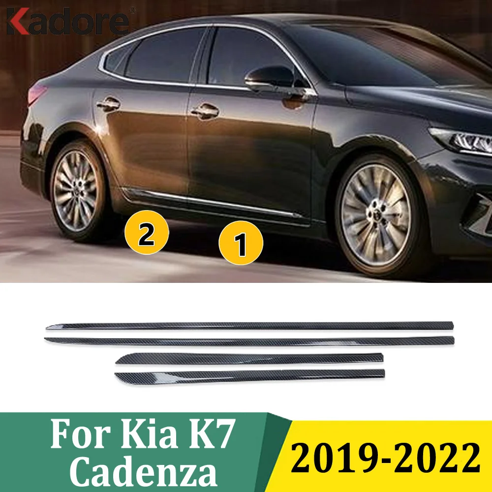 

For KIA K7 Cadenza 2019 2020 2021 2022 ABS Carbon Fiber Side Door Body Line Moldings Cover Decoration Trim Car Accessories