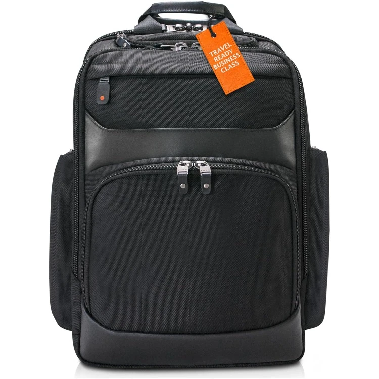 Mochila para portátil Onyx Premium Business Executive de 15,6 pulgadas - Mochila de oficina de nailon balístico y cuero Bolsa para computadora portátil