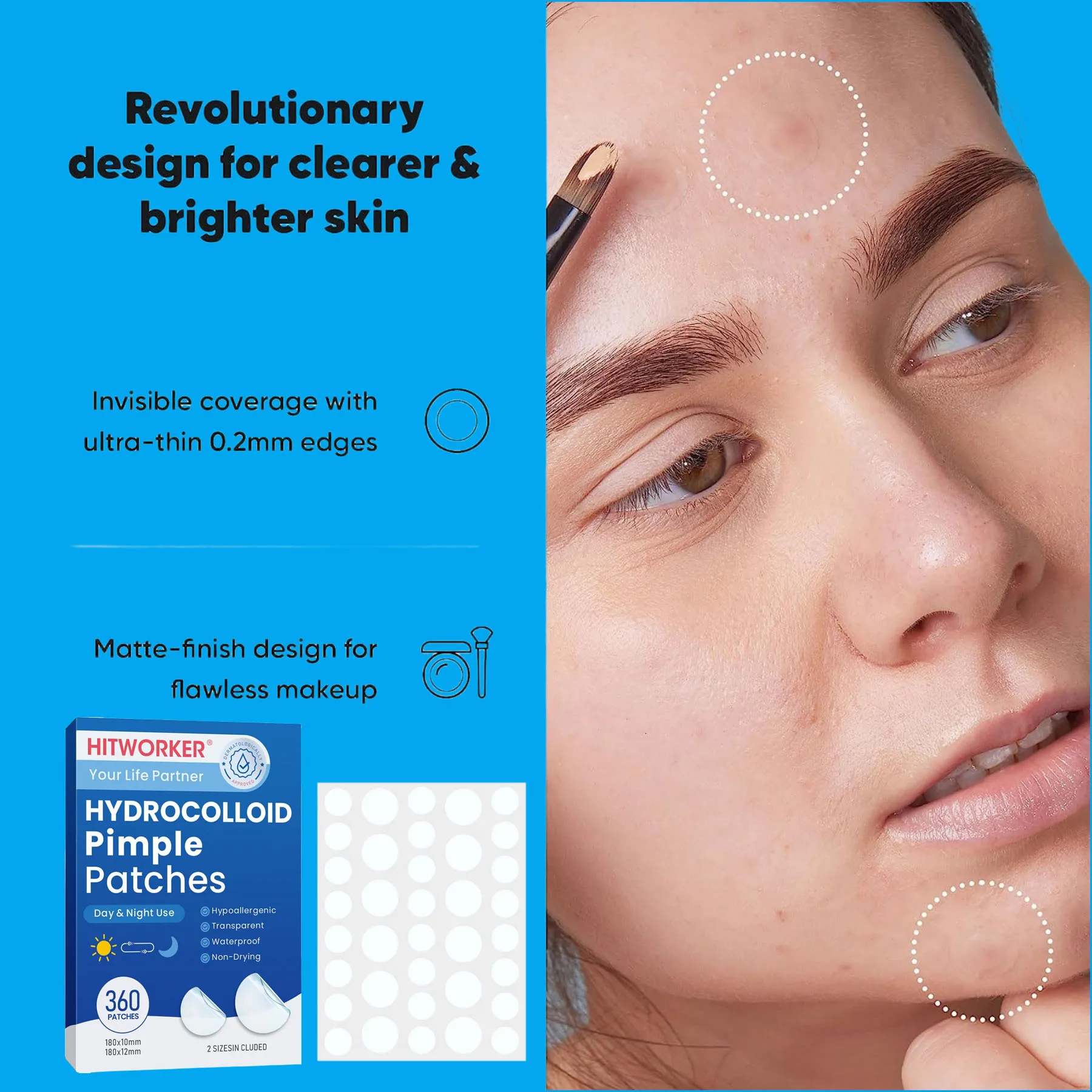Hydrocolloid Acne Patch Facial Cleansing Care essence, Tool Accessory, Invisible and Waterproof, Suitable for All Skin Types