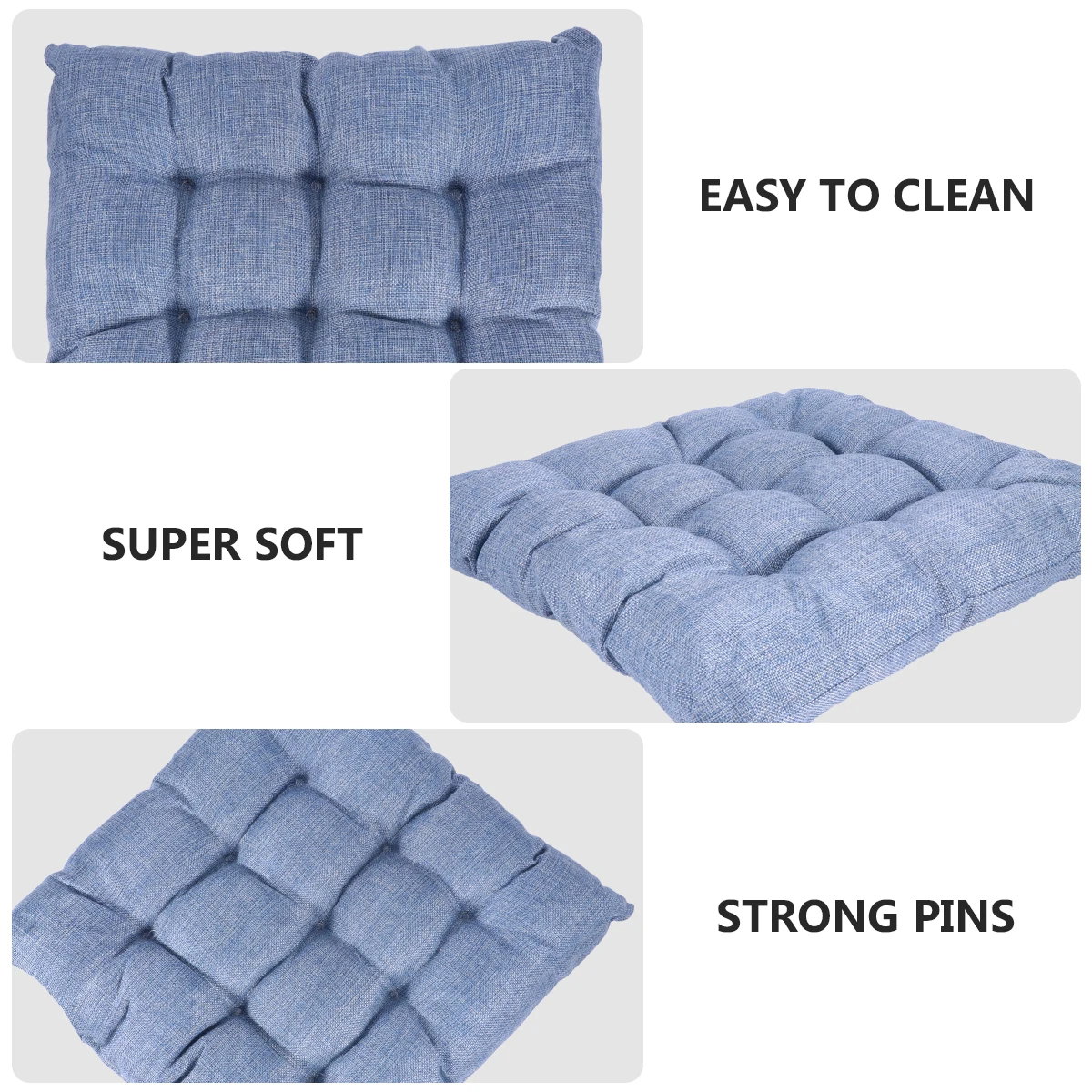 

Solid Color Cotton and Linen Cushion Chair Seat Outdoor Rocking Tatami Reversible Pad Pillow with Ties