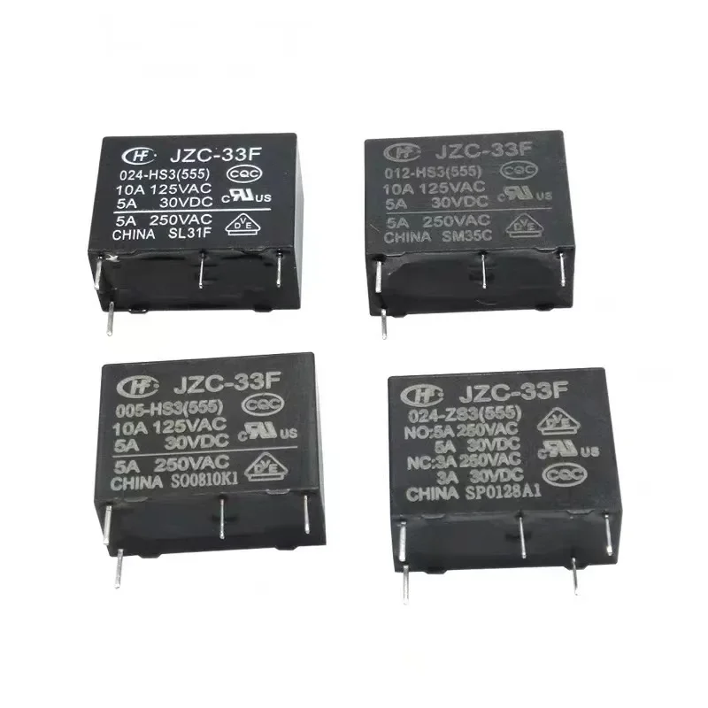 10Pcs Relay HF33F JZC-33F-005 012 024-HS3 ZS3 4Pin 5Pin 5A 5V 12V 24V, 100% New Original,