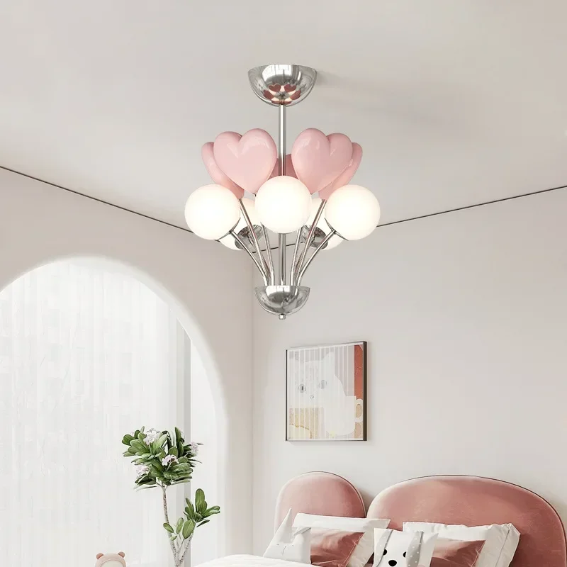 

GHEUVNJ Full spectrum cream style love children's room pendant light Nordic minimalist bedroom eye protection creative light