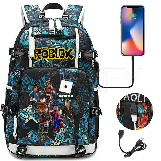 ROBLOX Backpack Men Women Large-capacity School Bag USB Charge Multi-function Backpack Students Laptop SchoolBags