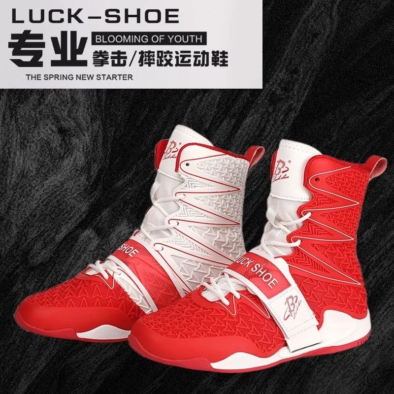 New High Top Men's Boxing Shoes Comfortable Men's Training Shoes Breathable Gym Sanda Shoes Top Quality Fighting Boots Mens