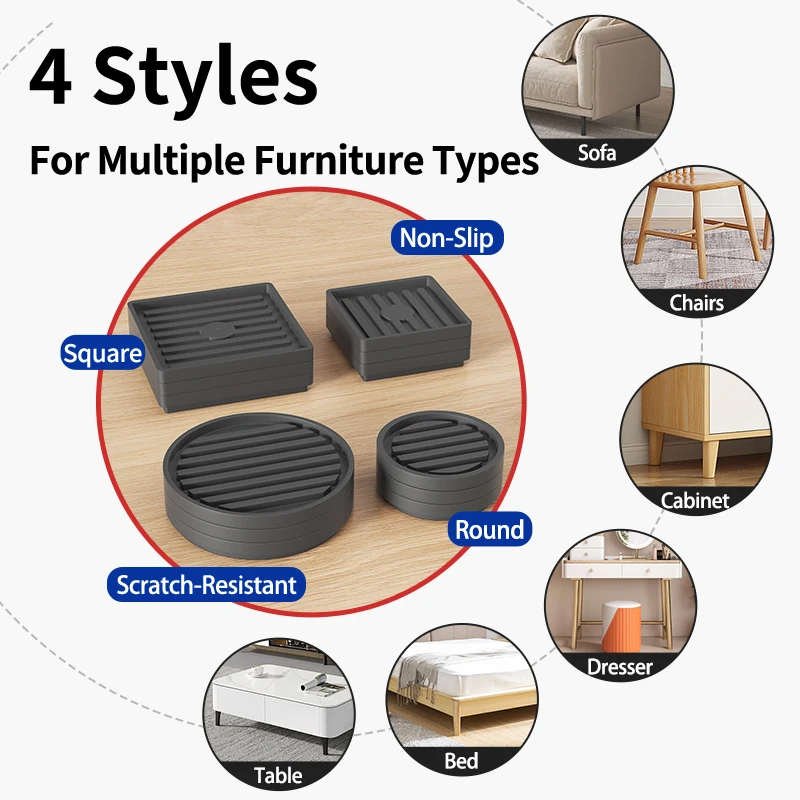 وسادات أثاث مستديرة سوداء اللون مضادة للانزلاق: مقاومة للاهتراء، مقاومة للخدش، زيادة/قطع/قابلة للتكديس - للأرائك والطاولات والكراسي #6