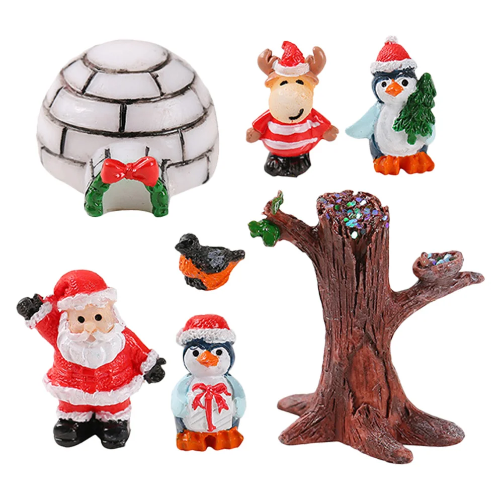 

1Set Miniature Christmas Decorations Resin Santa Claus Versatile Table Shelf Mantelpiece Festive Centerpiece Ice Statue