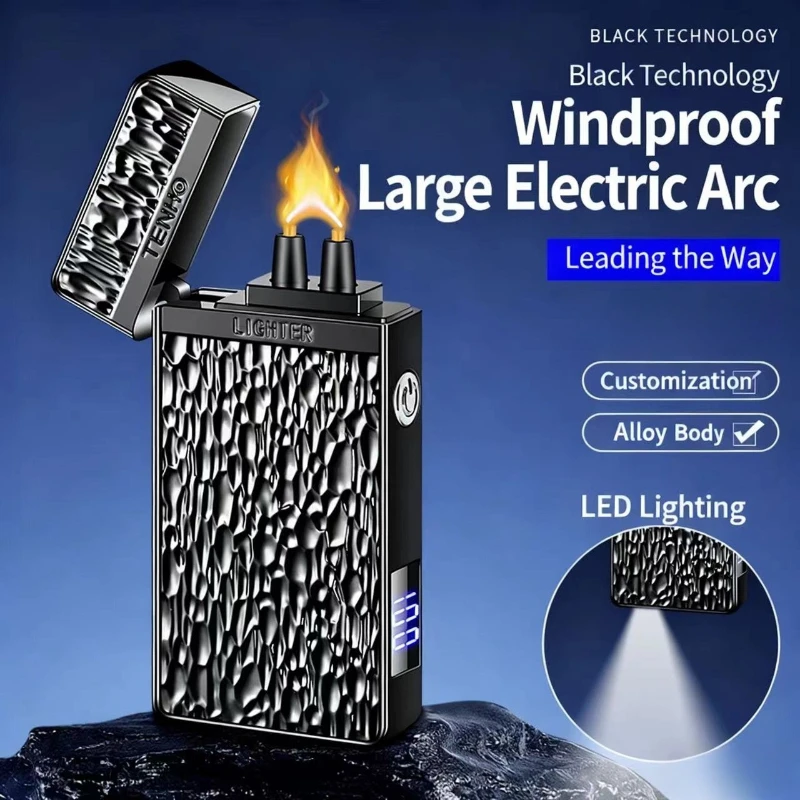 Innovative Black Technology, High-power High-voltage Arc Ignition Battery Display Type-C Charging LED Lighting Windproof Lighter