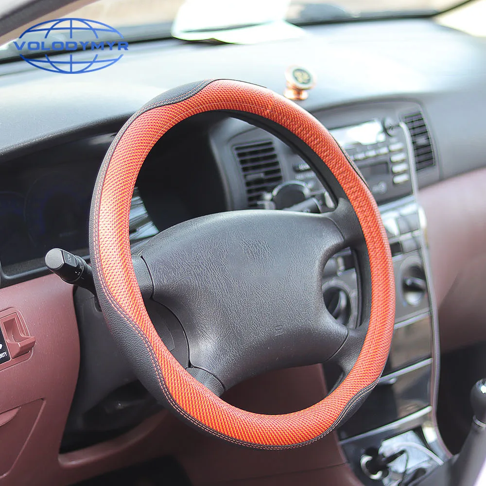 

Volodymyr Car Steering Wheel Cover Auto Steering Wheel Cover Universal Skidproof Anti Slip Embossing Leather Car Styling