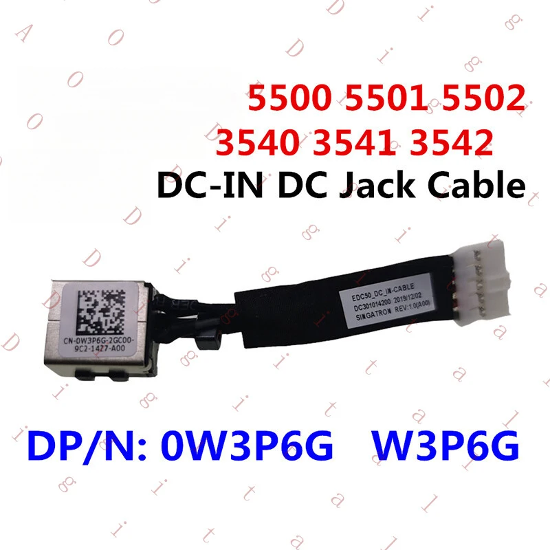 WW DC IN Power Jack Cable For Dell Latitude 5500 5501 5502 5505 W3P6G 0W3P6G