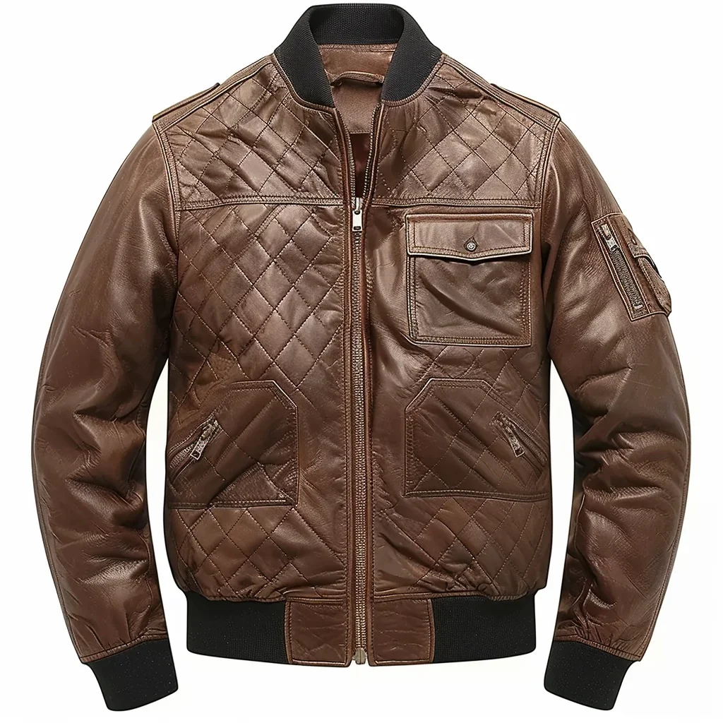 

Quilted Leather Bomber Jacket Mens Vintage