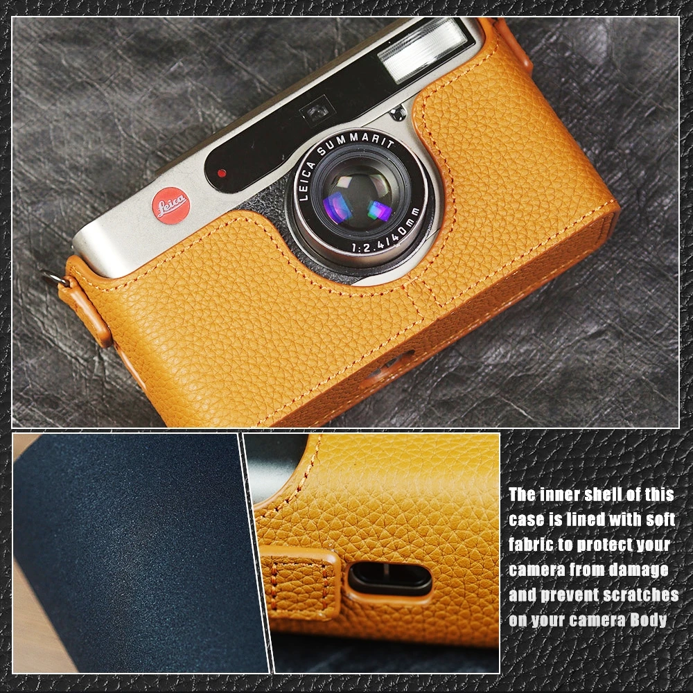 DLUX/Sofort 2/III/IIIF กระเป๋ากล้องสําหรับ Leica Minilux กรณีกล้องสายคล้องกล้องหนังครึ่งกรณี Ready หนังกล้อง