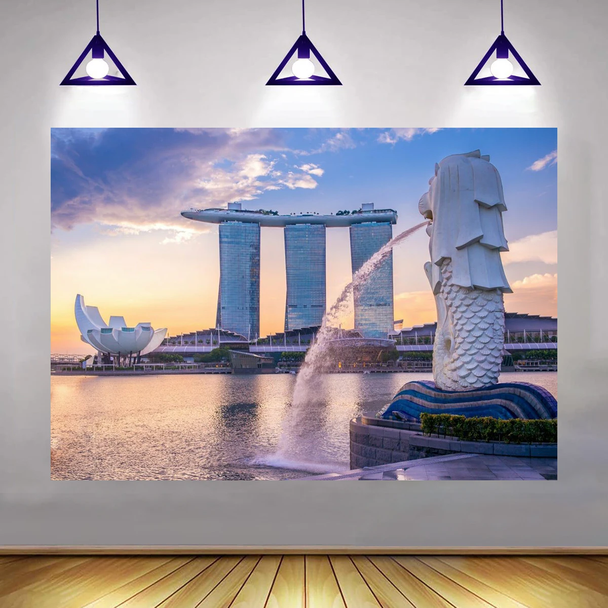 World Famous City Place Backdrop Popular Photo Photography Singapore Merlion Background Birthday Decoration Photo Studio Props