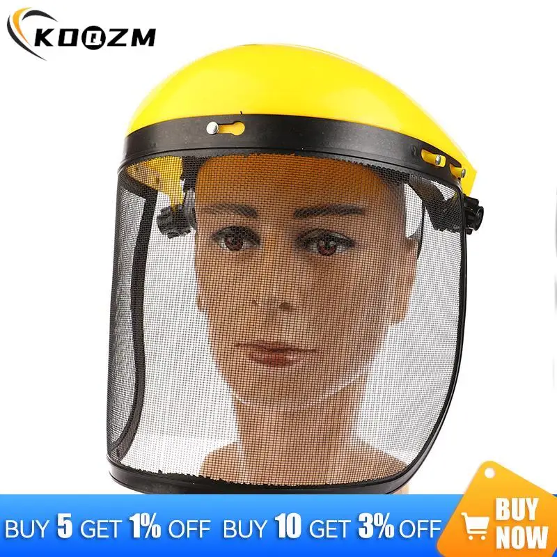 1PCS Garden Grass Trimmer Safety Helmet Hat With Full Face Mesh Visor For Logging Brush Cutter Forestry Protection Metal+Plastic