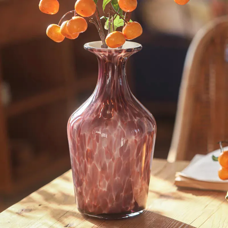 

CL Symphony Purple Rhyme Glass Vase Dining Table Medieval Design Ornament Retro Small Mouth Flower Arranger