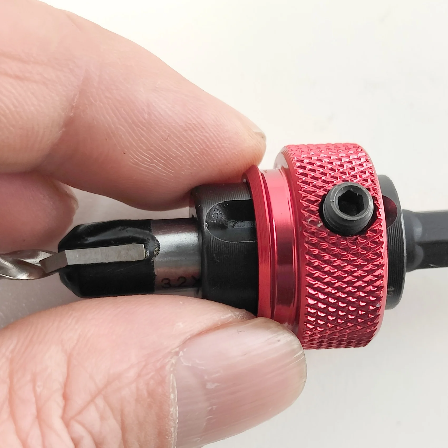 Verzinkboorset met lage wrijvingsdieptestop, HSS M2-bits, taps toelopende kop 1/8 9/64'' 5/32'' boor en 3/8'' tegenboring, 1