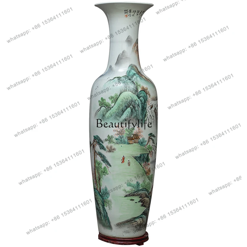 56High-end ceramic floor-to-ceiling large vase living room hotel opening decoration ornament