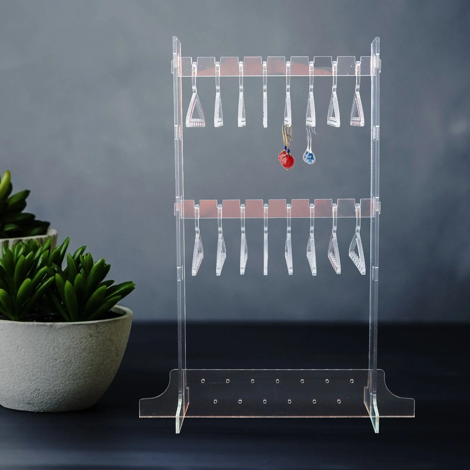 

1Set Transparent Acrylic Earring Display Rack with Mini Hangers Multifunctional Jewelry Organizer for Selling Organizing Desktop