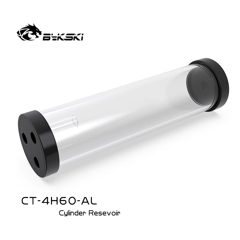 BYKSKI Silver 80/130/180/240mm X 60mm Diameter Cylindrical Water-cooled Tank Aluminum Alloy Coolant + Acrylic G1/4 Reservoir