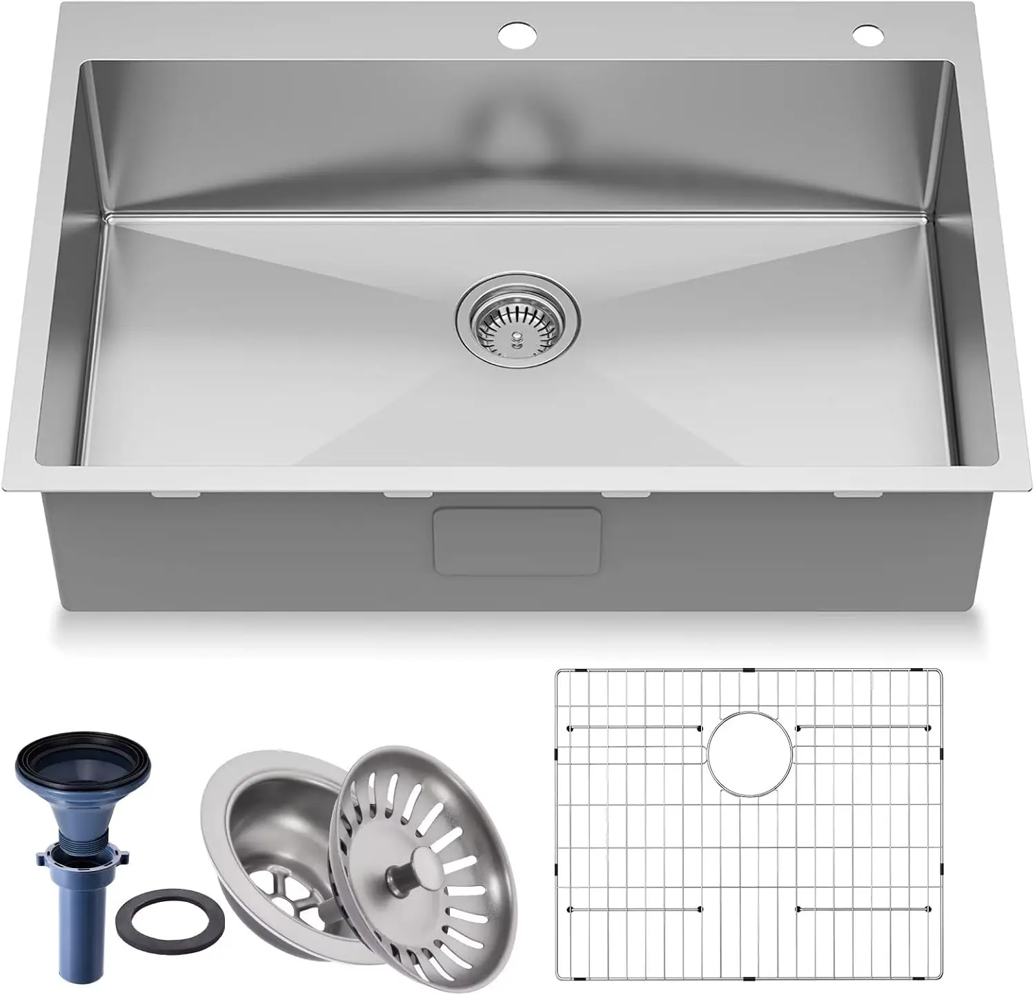 

33 inch Topmount 18 Gauge Single Bowl Stainless Steel Kitchen Sink 33x22x10